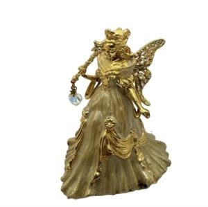 Gold Fairy Figurine with Crystal Accents Kirks Folly Figurine